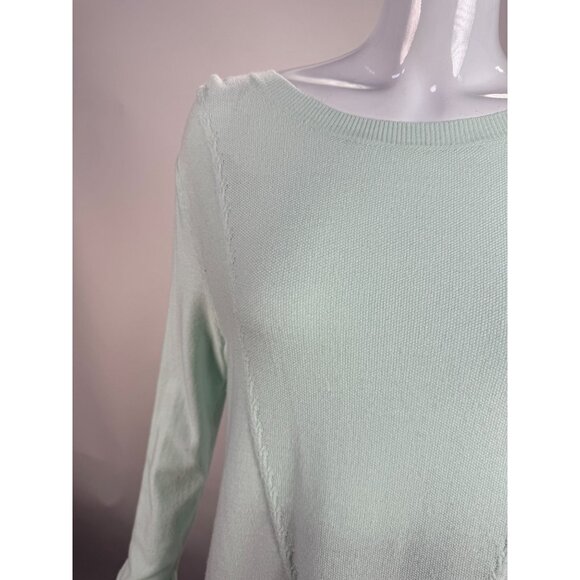 Cato Womens Mint Green Sweater With Sheer White Layered Hem Size S Lightweight - Picture 2 of 16